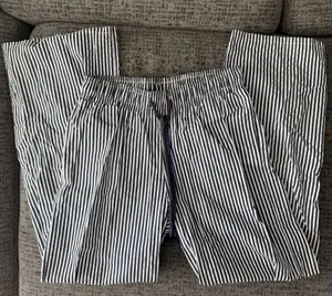 Edikted Navy and White Striped Linen Pants thumbnail 1