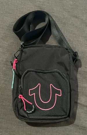 True Religion Black Crossbody with Pink Logo Accents thumbnail 1