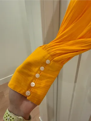 Free People Penelope Button Down Long Sleeve Blouse vibrant marigold yellow thumbnail 4