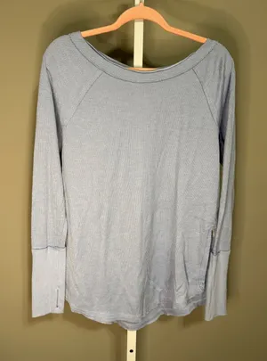 Free People We The Free Snowy Thermal Top‎ Baby Blue Whimsy M Modern Boho thumbnail 1