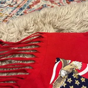 Handmade vintage fringe and beads American flag USA t-shirt large thumbnail 4