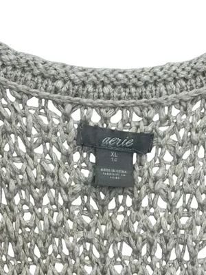 Aerie Gray Open Knit Sweater Tank Top Size XL Sleeveless Scoop Neck thumbnail 5