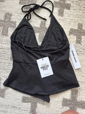 Princess Polly Black Halter Tankini Top thumbnail 2