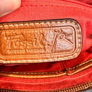 Fossil Modern Tropical Floral‎ Clutch Handbag Brown Leather Trim thumbnail 6