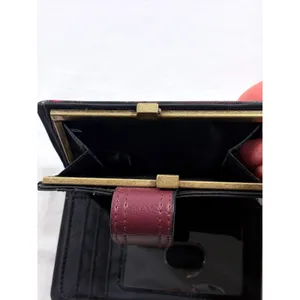 Red Black Plaid Bifold Wallet Kiss Lock Coin Pouch Faux Leather Preppy Accessory thumbnail 4