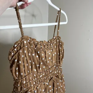 Maurice's Women's Dress S Brown Polka Dot Midi‎ Coquette Cute Spaghetti Thin Strap Wedding thumbnail 5