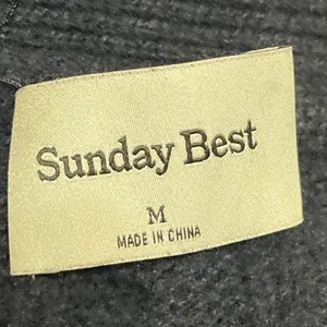 Aritzia Sunday Best Navy Blue Wool Cable Knit Button Up Cardigan Sweater Top M thumbnail 4