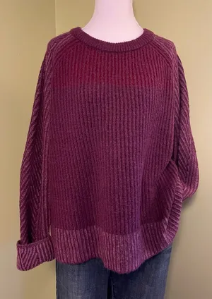 Love & Ellie Plum Ribbed Knit Sweater for Women thumbnail 1