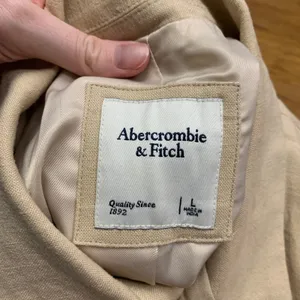 Abercrombie & Fitch Women's Cropped Blazer Short Sleeve Beige Linen‎ Size Large thumbnail 5
