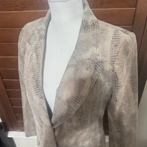 Focus Lifestyle Beige Snakeskin Blazer suit jacket career office‎ sz 4 neutral thumbnail 3