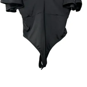 Lulus‎ Slay It With Me Black Off Shoulder Bodysuit XS Flutter Sleeve Sexy Chic thumbnail 11