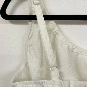 Zara White Cottage Core Swiss Dot Crop Top Blouse Womens M Summer Beachy thumbnail 4