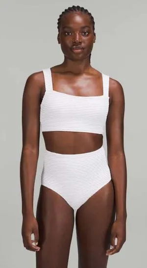 Lululemon Smocked Swim Bikini Top & Bottom Set Size 6 Hyper Stripe Pastel Blue thumbnail 1