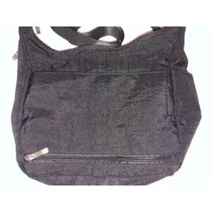 Satchelli Anti Theft RFID Crossbody Travel Bag Hobo Purse Black Floral Accent thumbnail 3