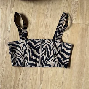 Zebra Print Crop Top in Black and Tan thumbnail 2
