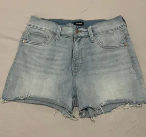 Express Light Blue Distressed Denim Cutoff Shorts thumbnail 1