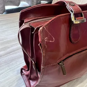 Texier Leather Satchel Shoulder Bag Work School Travel Vintage Redish Brown thumbnail 2