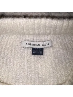 American Eagle Cream Knit Womans Medium Crew Neck Sweater Cozy Casual AE Apparel thumbnail 5