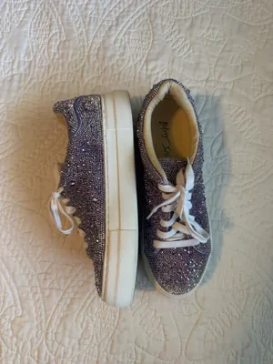 Betsey Johnson Silver & Purple Rhinestone Platform Sneakers thumbnail 2