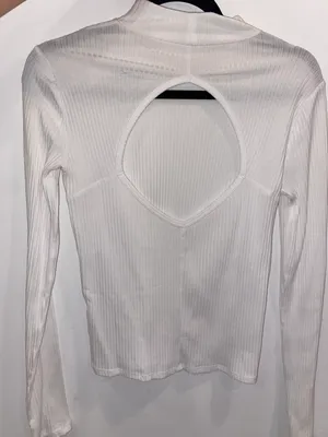 White Long Sleeve Mock Neck Shirt thumbnail 2