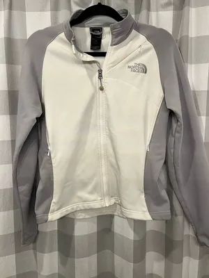 The North Face Women’s White and Light Gray Zip Front Fleece Jacket thumbnail 1