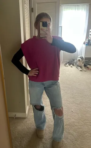 Fuchsia Knit Sweater Vest Pink thumbnail 1