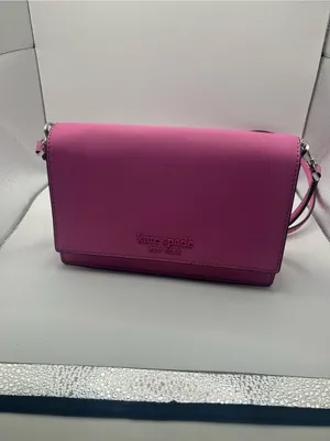 Kate Spade Cameron Small flap crossbody bag with chain strap bright peony pink thumbnail 13