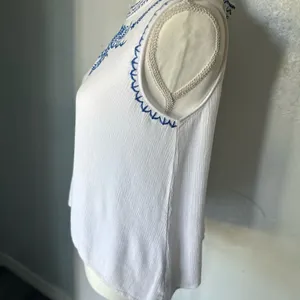 Embroidered White and Blue Women's Top thumbnail 7