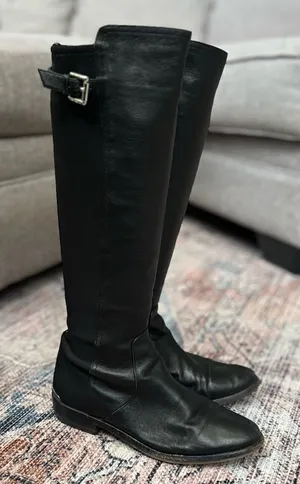 Women's Coach Lilac Knee High Boots in Black Size 6B Tall Leather Riding Boot thumbnail 1
