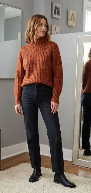 Madewell Loretto Rust Ribbed Mockneck Wool Blend Knit Sweater XXS thumbnail 1