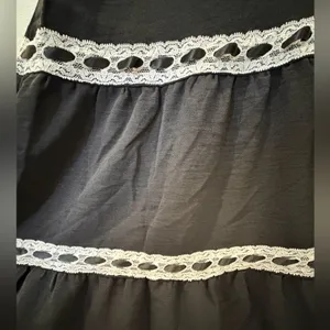 NWT Signify Black Smocked Maxi Dress Coquette Boho Ribbon & Lace Tiered Sundress thumbnail 7