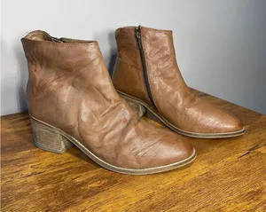 Diba True Hel Lina Tan Leather Vtg Boho Western Slouch Boots thumbnail 1