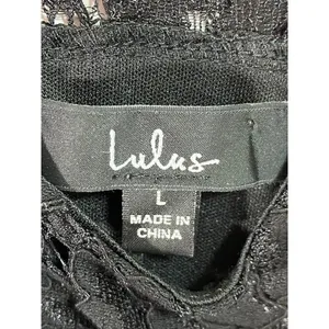 Lulus Not a Secret Black Lace Puff Sleeve Mini Dress Sz Large Lined‎ Business thumbnail 7