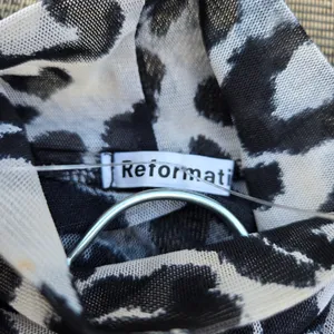 Reformation Leopard Black White Long Sleeve Mesh Top XS thumbnail 6