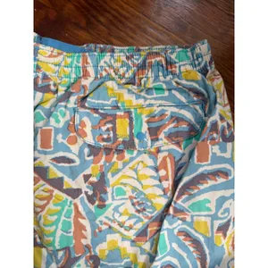 Patagonia Womens Baggies Shorts Abstract Geometric Print Blue Yellow Large thumbnail 8
