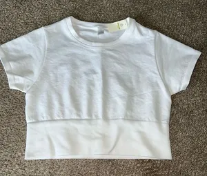 Aerie Sidewalk Seamless Cropped T-Shirt - White Medium thumbnail 1