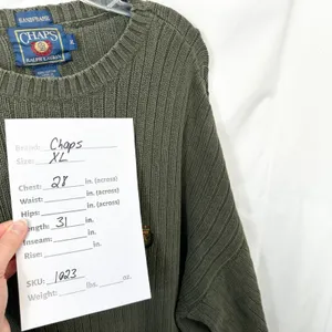 VTG Chaps Ralph Lauren XL Sweater Green Ribbed Cotton Heavyweight Fisherman 1023 thumbnail 4
