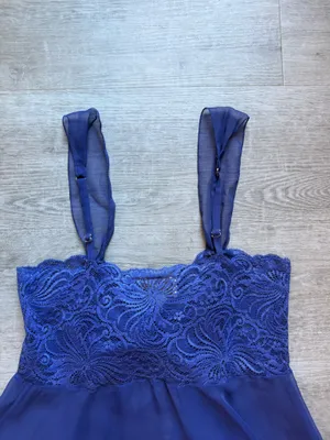 Victoria's Secret Gold Label Vintage Chiffon Lace Babydoll Size M Periwinkle thumbnail 4