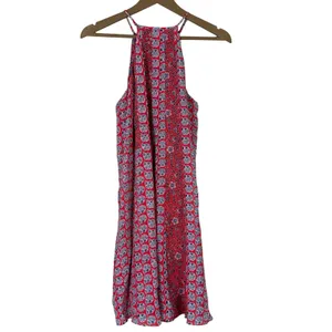 Rebecca Taylor Floral Medallion Silk Trapeze Mini Dress Red Blue Boho Size 2 thumbnail 5