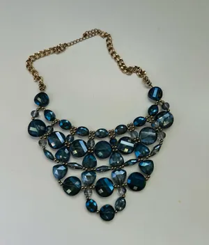 Blue & gold statement necklace Multiple thumbnail 1