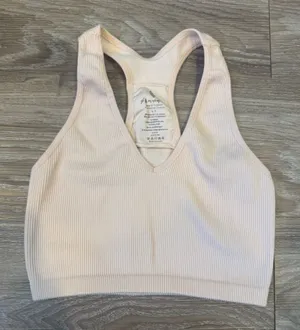 free people FP movement peach pink Ribbed V-Neck Racerback Sports Bra size small thumbnail 1