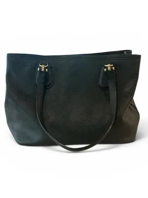 Coach Black Leather Tote Bag with Long Shoulder Strap thumbnail 2