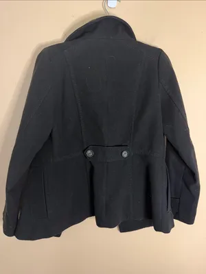H&M Black Double-Breasted Wool-Blend Pea Coat thumbnail 6