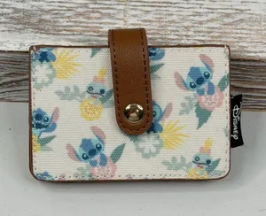 DISNEY LOUNGEFLY Stitch & Scrump Tropical Print Accordion Card Holder Wallet-OS thumbnail 1