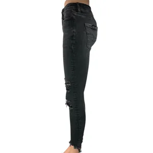American Eagle Next Level Stretch Black Distressed Skinny Denim Jeans Size 4 thumbnail 2