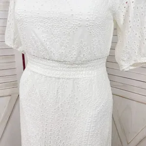 Betsey Johnson Eyelet Off The‎ Shoulder Smocked Waist Midi Dress White Large thumbnail 7