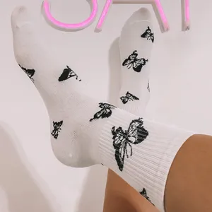 Little Black Butterfly Socks White thumbnail 2