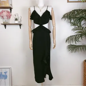 Elliatt Recognition Open Back Cocktail Midi Dress in Black Small thumbnail 2