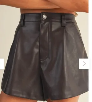Nordstrom Faux brown leather flared shorts thumbnail 4