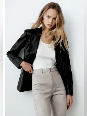 ZARA Faux Suede Pants Ankle Slit Flare Dove Gray Sz 6 Classic City Fall Neutral thumbnail 3